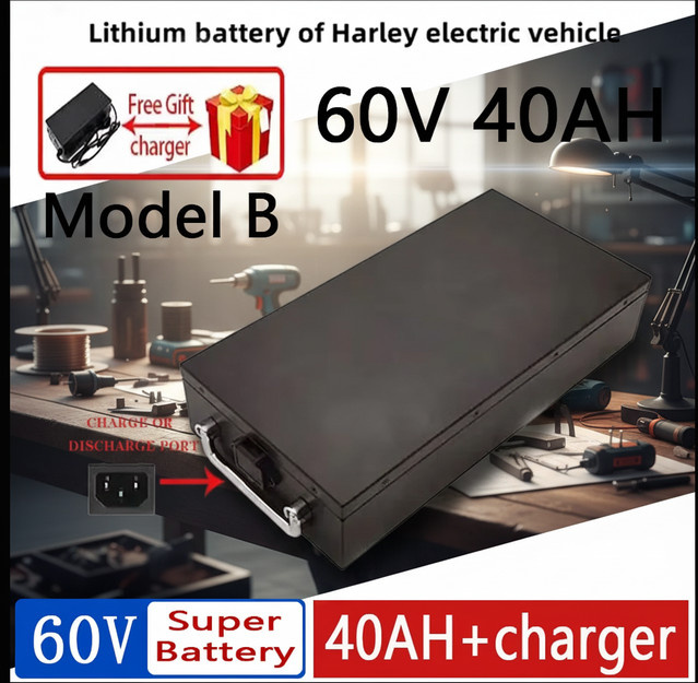 Ddadache Wasserdichte Lithium-Batterie für Harley Citycoco Elektromotorrad 60V, Farbe: Schwarz - Bild 1