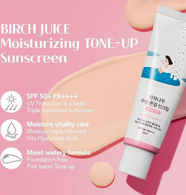 ROUND LAB Birch Moisture Tone-Up Sonnenschutzmittel, 50 ml, Unisex - Bild 1