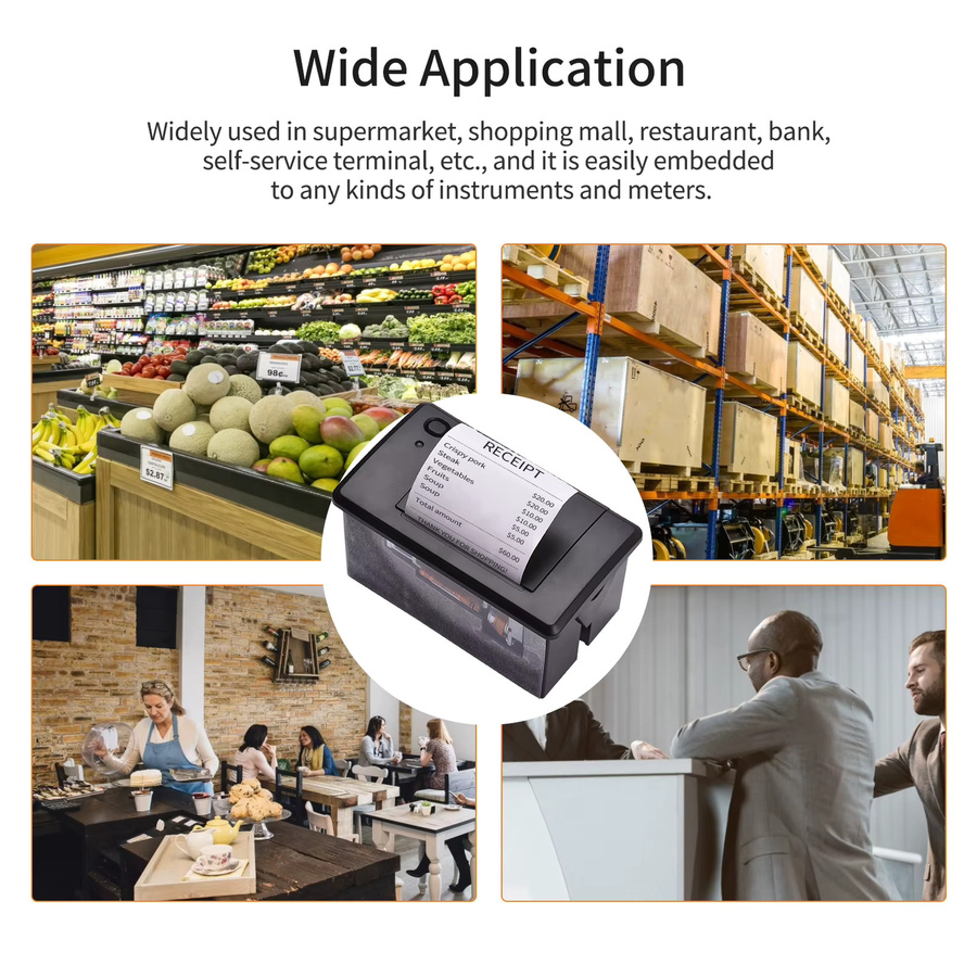 Aibecy Mini-Thermo-Belegdrucker 58 mm in Schwarz mit USB, RS232 und TTL-Schnittstelle, geräuscharm, unterstützt ESC/POS-Befehle - Bild 2