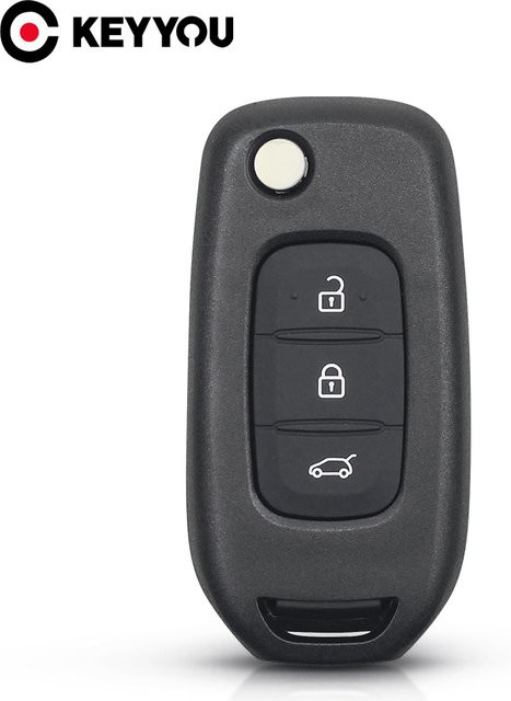KEYYOU Auto Flip Schlüsselhülle für Renault Kwid, Kadjar, Captur, Megane, Sandero Stepway, Logan, Clio 5 und Arkana in Schwarz - Bild 1