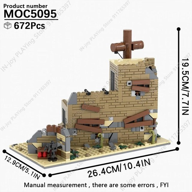 MOOXI Militärkriegs-Bausteine WW2 Schlachtfeldruinen Artilleriekanonen, Modell MOC, ab 6 Jahren - Bild 1