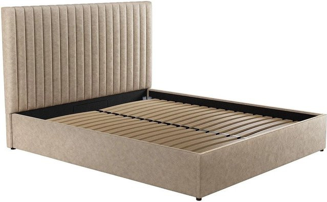 Vente-unique Polsterbett Sarah mit Bettkasten in Taupe und Beige, Breite: 160 cm, Tiefe: 200 cm - Bild 1