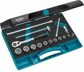 Hazet Steckschlüssel-Satz 880N-1 mit 16 Werkzeugen, 3/8 Zoll Vierkant hohl, Außen-Sechskant-Tractionsprofil, Farbe Silber - Bild 1
