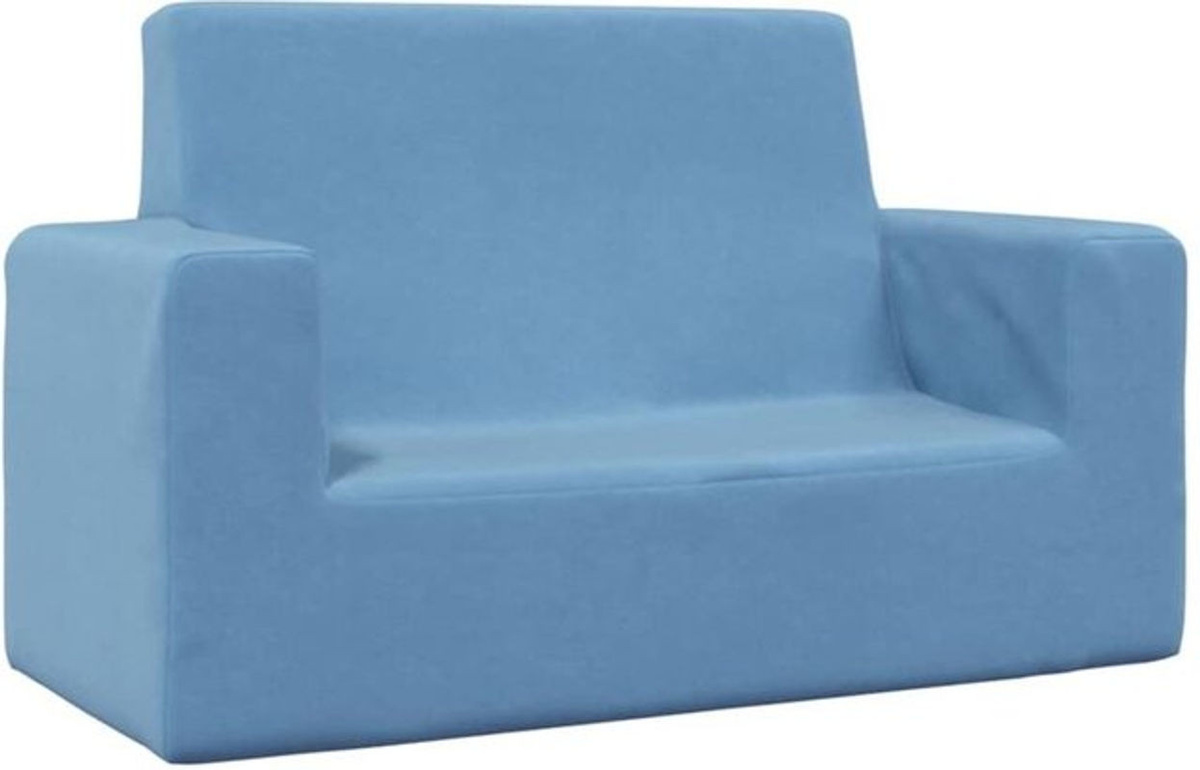 vidaxl Kindersofa 2-Sitzer aus weichem Plüsch in Blau, B/H/T: 84 x 38 x 50 cm - Bild 1