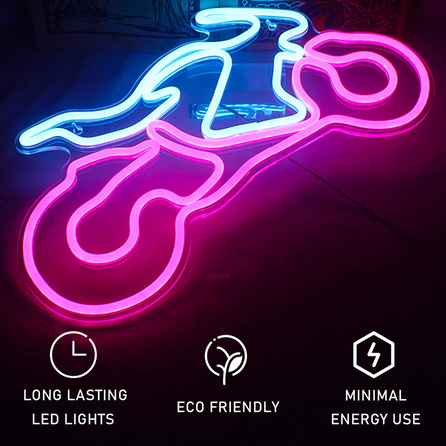 Wanxing Motorrad LED Wanddekoration USB-betrieben für Garage und Club - Bild 3