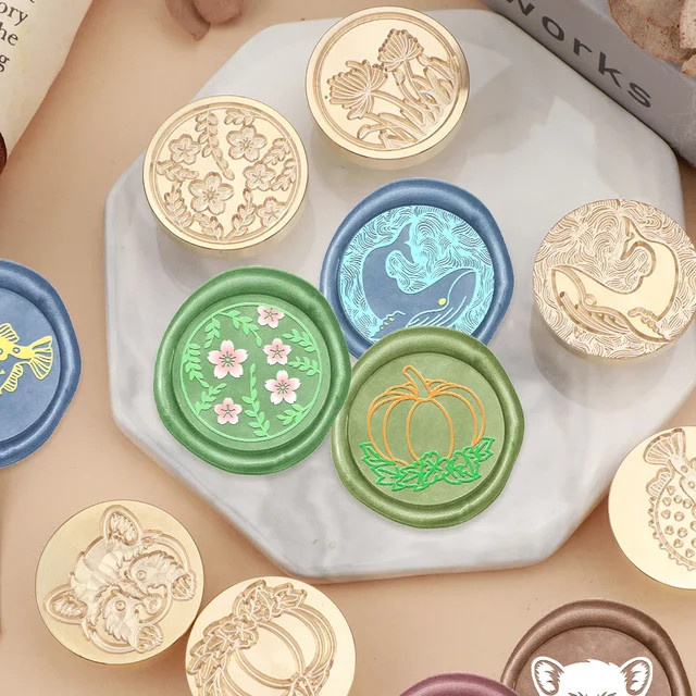 Siegelwachs Stempel mit Wal, Bär, Kürbis oder Löwenzahn Muster für DIY Scrapbooking und Einladungen - Bild 1