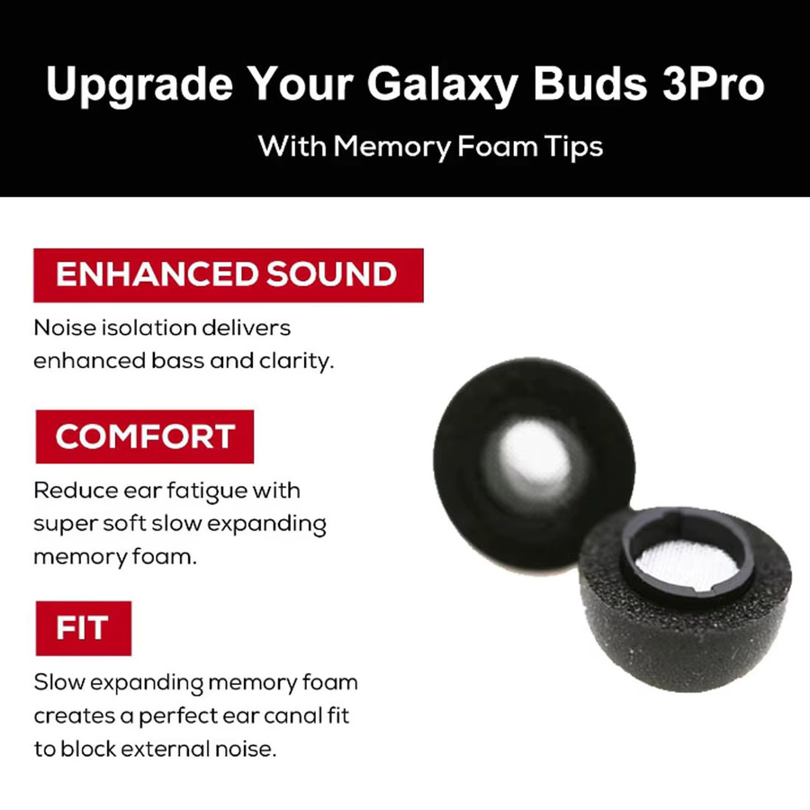 Memory-Schaum-Ohrstöpsel für Samsung Galaxy Buds 3 Pro und Buds 4 Pro in Schwarz, In-Ear Ersatzaufsätze in den Größen S, M, L und XL - Bild 4