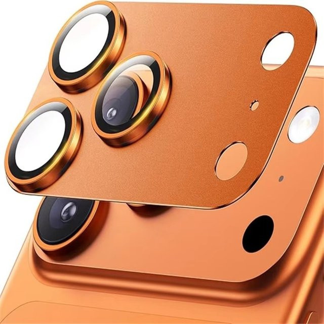Metall-Objektivschutz aus gehärtetem Glas in Orange für iPhone 17 Pro und iPhone 17 Pro Max mit HD-Abdeckung und starker Adsorption - Bild 1
