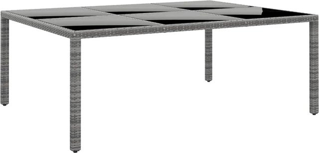 Furnicato Gartentisch aus Poly Rattan und Hartglas in Grau, B/T/H: 200 x 150 x 75 cm - Bild 1