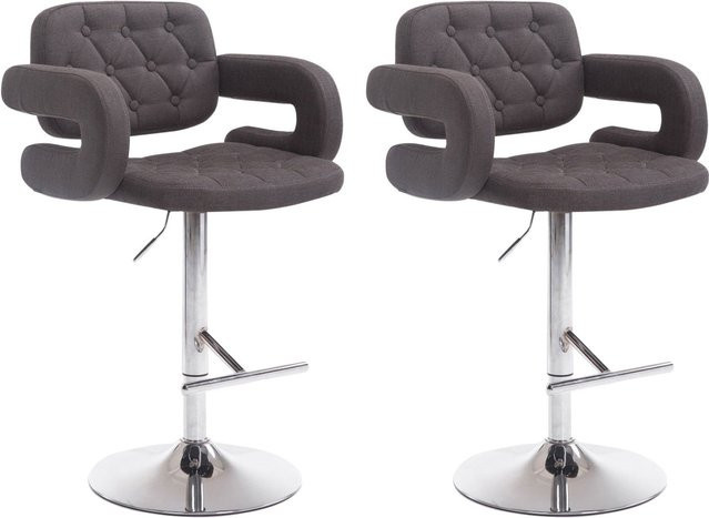 TPFLiving 2er Set Barhocker Dubai mit Stoffbezug und Chromoptik Metallgestell in Schwarz - Bild 1