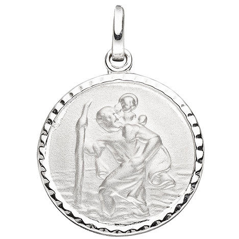 Colfem Anhänger Christopherus rund, 925 Sterling Silber, mattiert, Unisex - Bild 1
