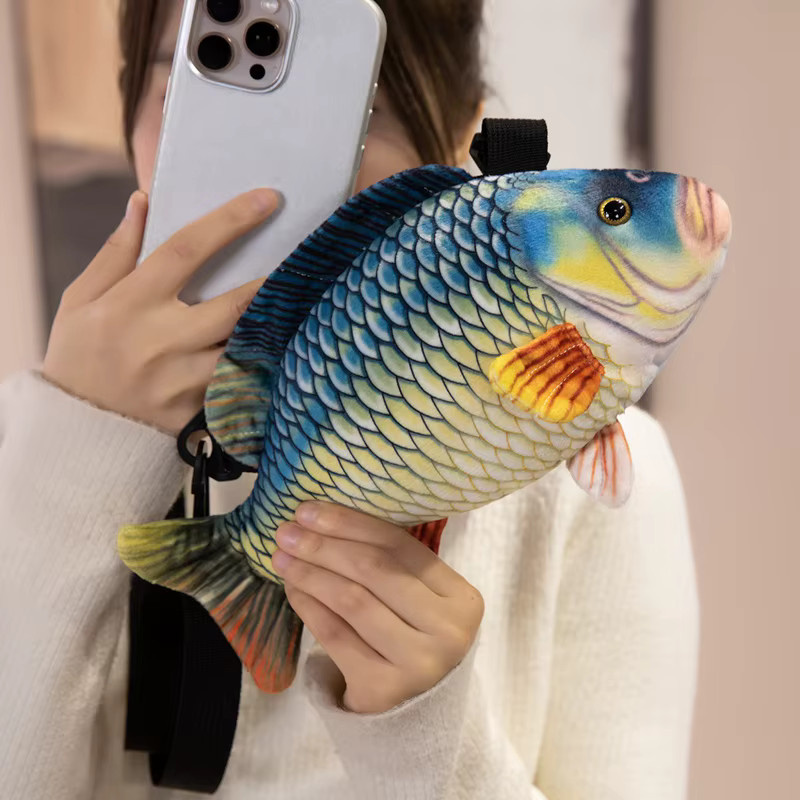 MIAOOWA Simulierte Fisch Plüsch Umhängetasche, 3D Gedruckt, Bunt / Mehrfarbig - Bild 4