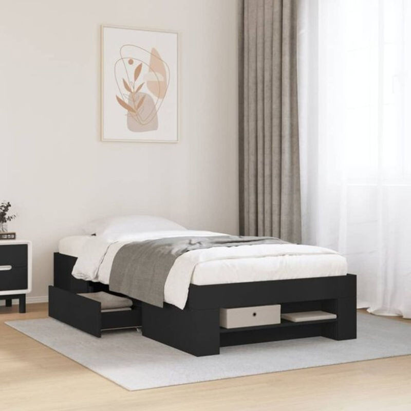 Vidaxl Funktionsbett aus Holzwerkstoff in Schwarz, B/T/H: 75 x 190 cm - Bild 1