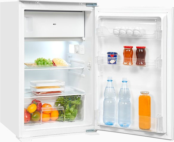 Exquisit EKS5131-4-E-040D Einbau Kühlschrank in Weiß mit LED-Innenbeleuchtung und Flaschenregal, B/T/H: 54 x 54 x 114 cm - Bild 1