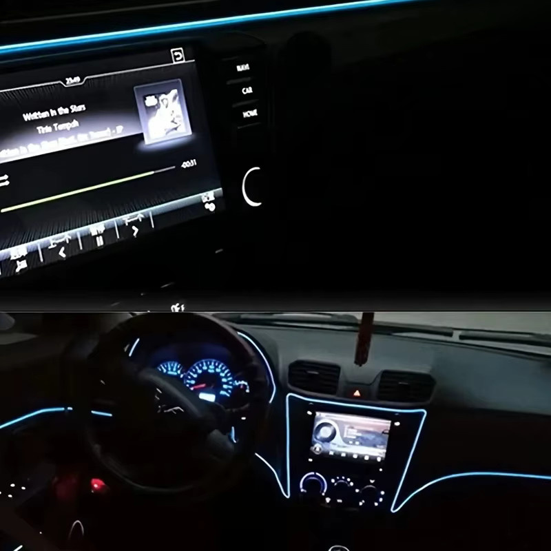 LED Neon Flex Ambientebeleuchtung für Auto und Interieur mit USB-Anschluss, kühles Weiß, 5 m Länge - Bild 2
