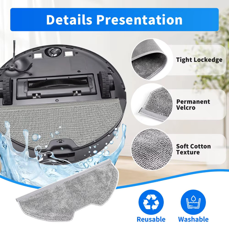 WINDNINJA Wischmopptücher für Eufy X8 Pro Roboter-Staubsauger, Ersatz Wischpads, grau - Bild 4