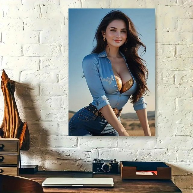 Blaues Vintage-Blechschild von CIFBUY mit rustikaler Landschaft als Wandkunst im Retro-Stil - Bild 1