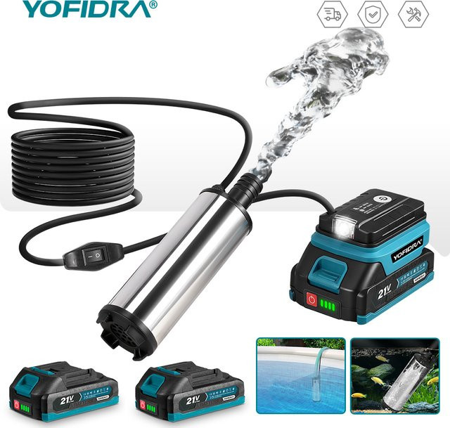 YOFIDRA Mini Elektrische Wasserpumpe für Kraftstoff und Öl, 80L/min Transferpumpe in Silber, kompatibel mit Makita 21V Akku - Bild 1