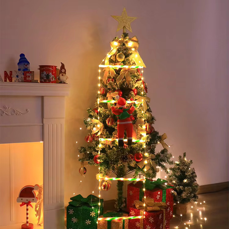 LED-Vorhanglichter mit Kletter-Weihnachtsmann in Multicolor und Weiß für die Weihnachtsdekoration im Außenbereich - Bild 2