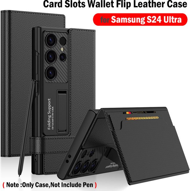 Flip-Leder-Wallet-Cover mit Kickstand und Magnetverschluss für Samsung Galaxy S26 Ultra und Samsung S25 Ultra 5G in Schwarz oder Grün - Bild 1