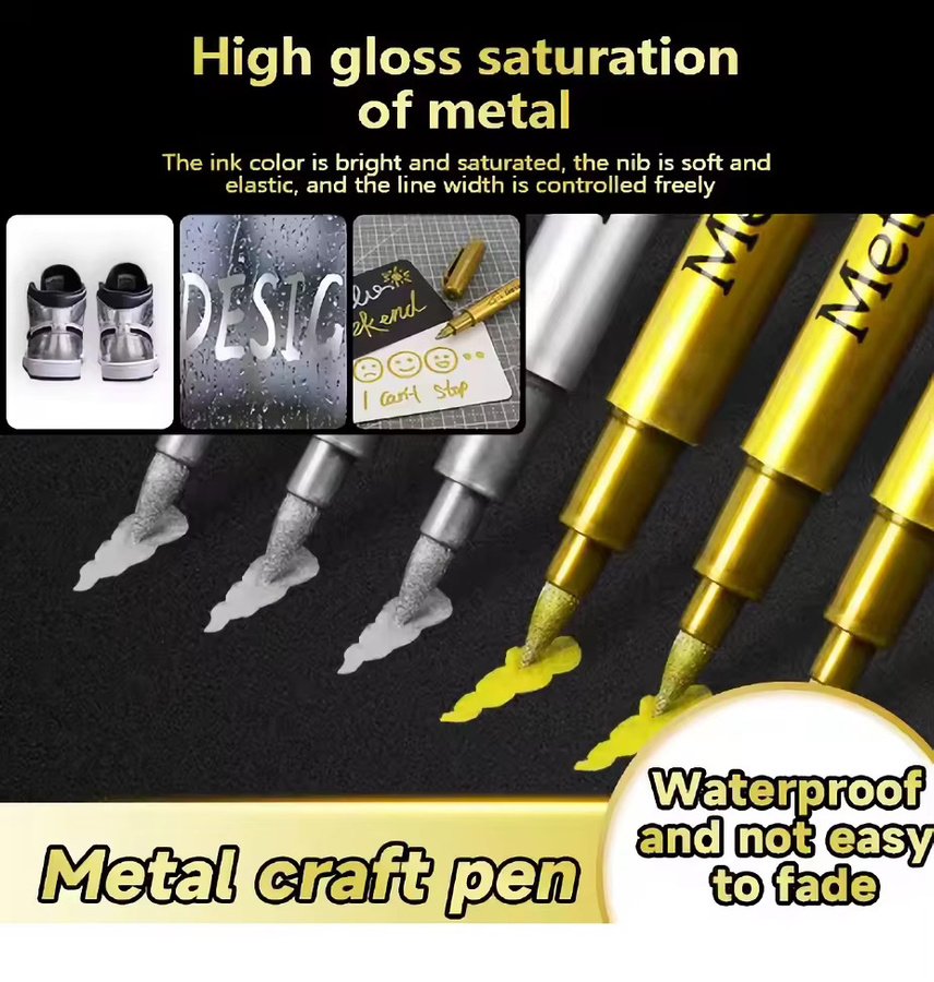 2 Stück Metallic Markierungsstifte in Gold und Silber, wasserfeste Permanent-Stifte für Stein, Keramik, Glas und DIY-Projekte - Bild 2