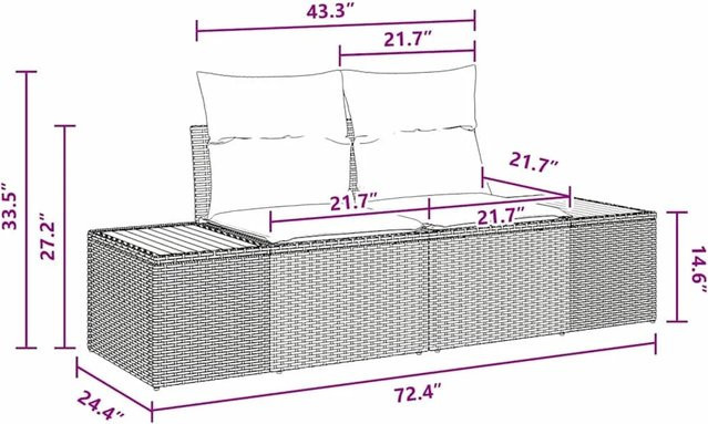 vidaXL Garten-Sofa-Set 7-teilig aus Poly-Rattan in Schwarz mit Kissen und Stauraum - Bild 1