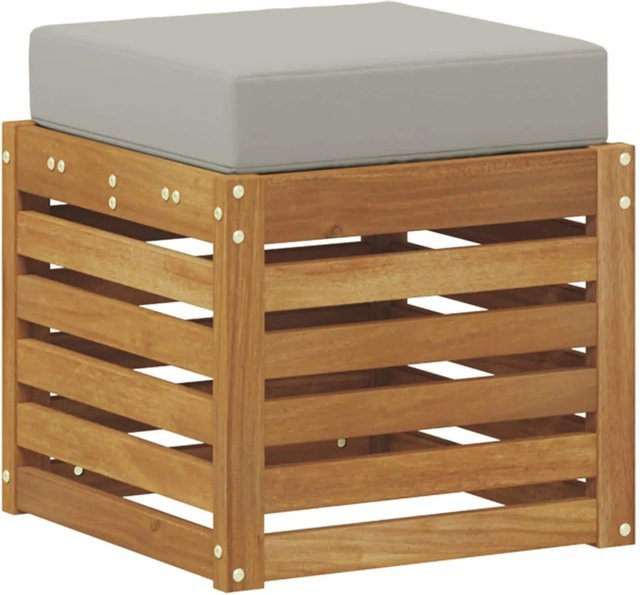 vidaXL Outdoor Hocker Bank aus Massivholz Akazie in Natur, B/T/H: 110 x 43 x 43 cm - Bild 1