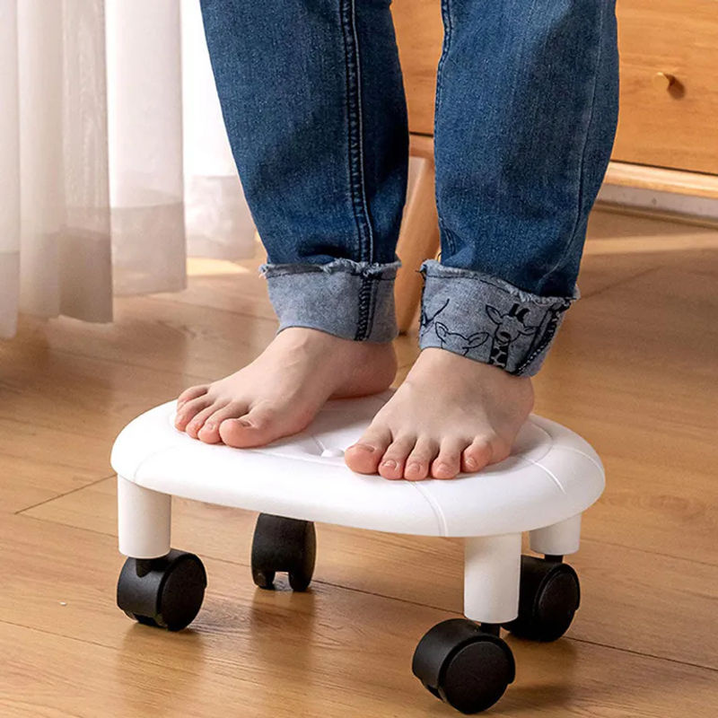 Rollbarer Hocker von OutsideWorld in Weiß mit PU-Oberfläche und Universalrädern für Wohnzimmer und Kinderzimmer - Bild 4