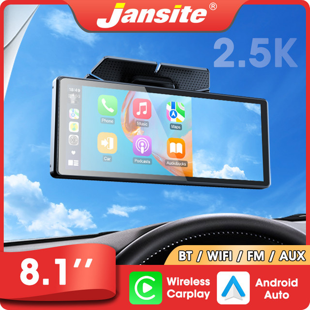 Janstie Dashcam mit 4K+1080P Auflösung, CarPlay und Android Auto, GPS-Navigation, 7,81 Zoll IPS-Bildschirm, IR-Nachtsicht und 24-Stunden-Parküberwachung in Schwarz - Bild 1
