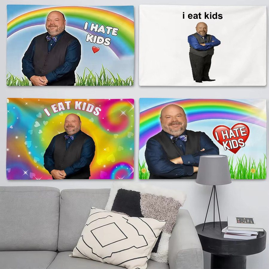 Lustige Flagge mit Aufschrift I EAT KIDS in Multicolour, dekoratives Banner für Party und Wandkunst, B/H: 40 x 60 cm - Bild 1