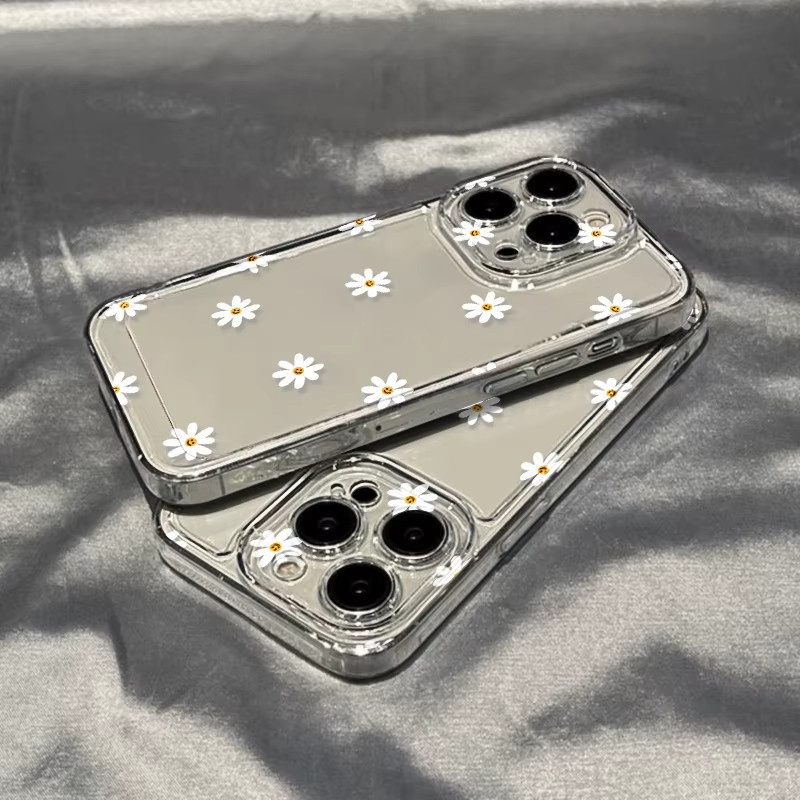 Stoßfeste und rutschfeste Softcase Handyhülle mit Blumen-Design für Apple iPhone Modelle in Schwarz und Transparent - Bild 2