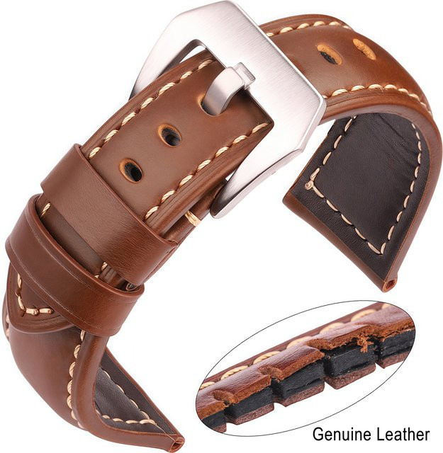 DUTRIEUX Uhrenarmband Leder, dunkelbraun, 20 mm, 22 mm, 24 mm, Unisex - Bild 1
