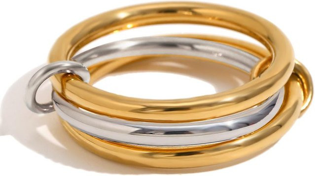 Lucky Star Jewelry Stapelbare Edelstahl-Einfachbandringe, Damen, beige - Bild 1