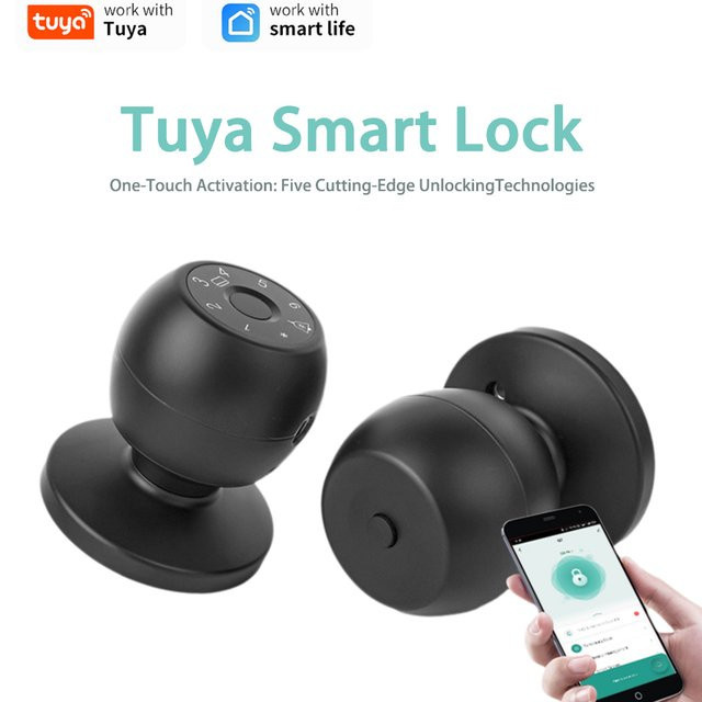 Tuya Smart Lock Digitales Elektronisches Schloss mit Fingerabdruck, Passwort und IC-Karte in Schwarz - Bild 1