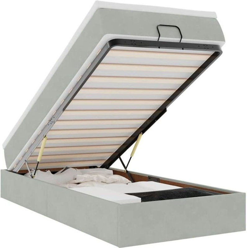 Vidaxl Ottoman Polsterbett mit Matratze aus Samt in Grau B/T/H: 100 x 200 x 23,5 cm - Bild 1
