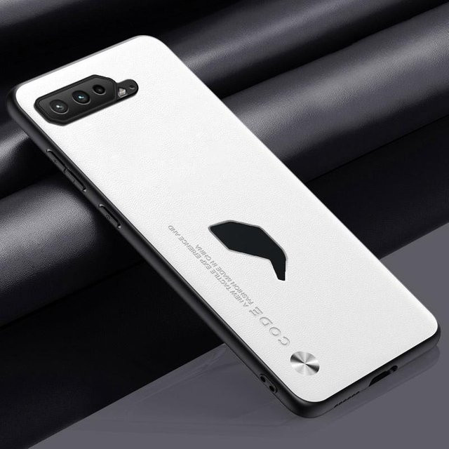 Luxus PU Lederhülle für Asus ROG Phone 5 und 5S 5G in Weiß mit mattem Silikon-Vollschutz - Bild 1
