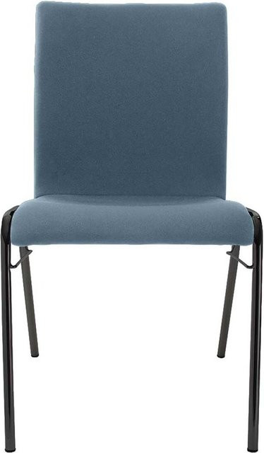 BMV Besucherstuhl A45 aus Buche mit Vollpolster in Graublau und schwarzem Gestell, B/T/H: 50 x 54 x 86 cm - Bild 1