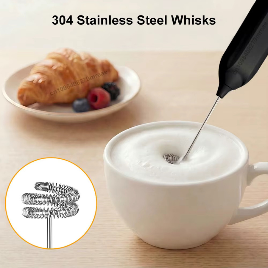 Elektrischer Milchaufschäumer Mini Kaffee-Mixer von raugee, kabelloser Milchschäumer mit Typ-C Aufladung und Eierschläger in Weiß - Bild 4