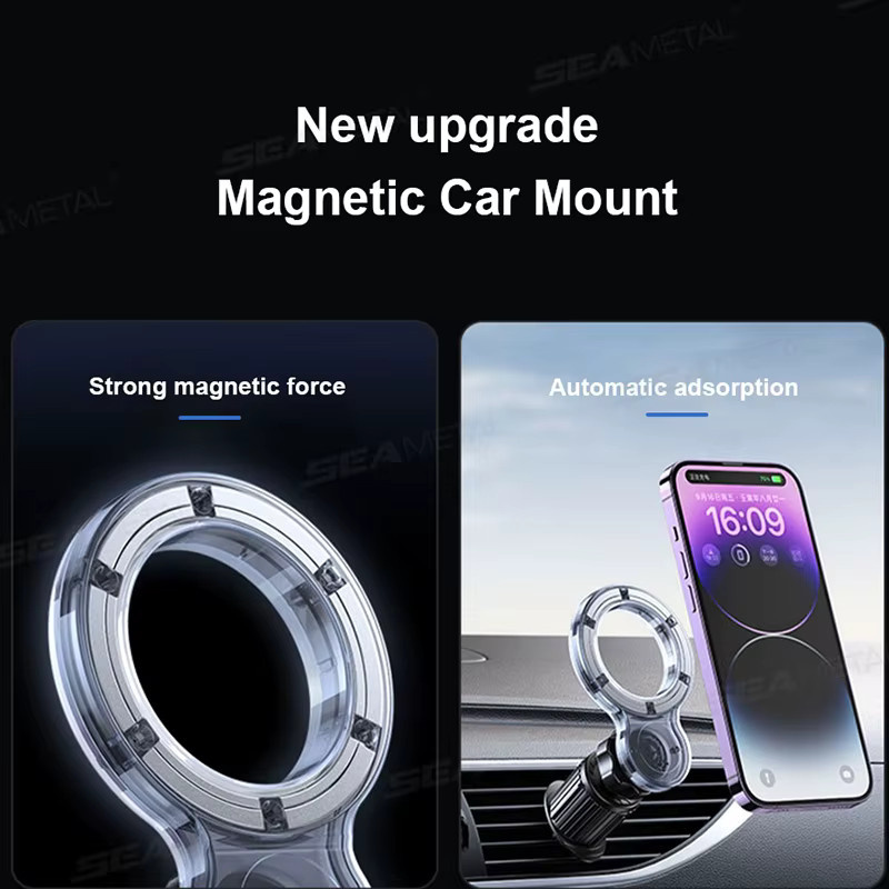 SEAMETAL Magnetischer Autotelefonhalter für die Lüftungsschlitze mit 360 Grad drehbarem Winkel und Einhandbedienung - Bild 2
