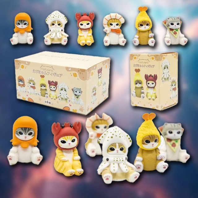 Mofusand Katzen Blindbox Spielzeugmodell mit Meeresfrüchte-Motiven Multicolor - Bild 1