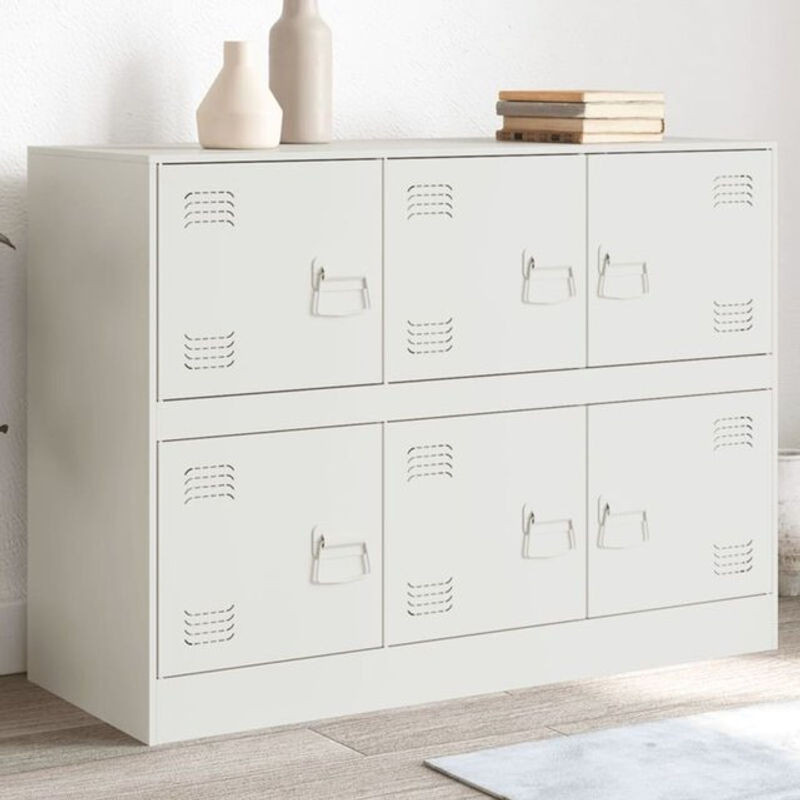 Vidaxl Sideboard aus Stahl in Weiß im Industrial Design, B/T/H: 99 x 39 x 73 cm - Bild 1