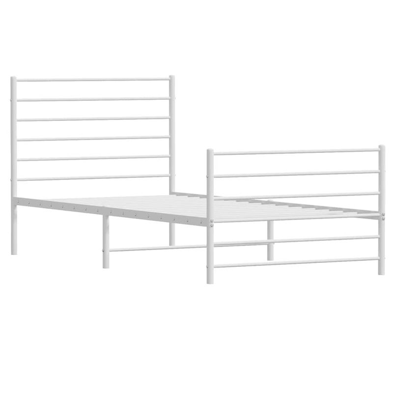 Vidaxl Metall-Bettgestell mit Kopfteil und Fußteil in Weiß, B/L: 90 x 190 cm - Bild 2