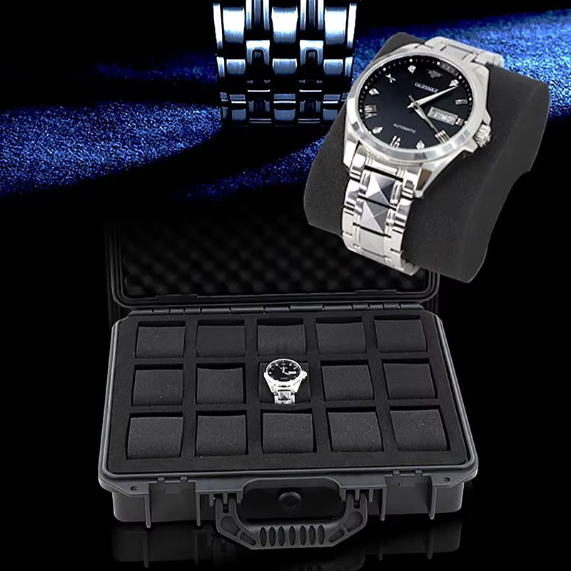 KTMGAVA Uhren Aufbewahrungskoffer, Edelstahl, Schwarz, Unisex - Bild 1