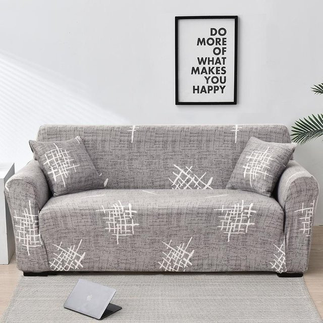 Elastischer Sofa-Schonbezug in Grau für 1-Sitzer, moderner Couchbezug aus Polyester mit rutschfestem Stretch-Material, Breite: 90-140 cm - Bild 1