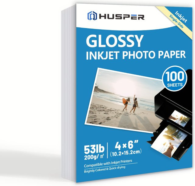Glänzendes Fotopapier für Tintenstrahldrucker, 100 Blatt, 10 x 15 cm, 200 g/m2, Grau - Bild 1