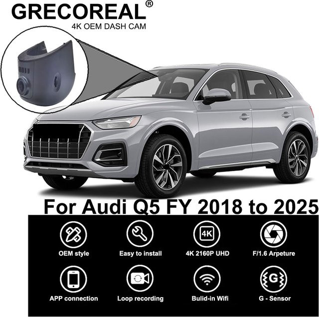 GRECOREAL 4K Dash Cam Dual Dashcam Set mit WiFi und APP Steuerung in Schwarz, kompatibel mit Audi Q5 FY - Bild 1