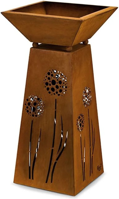 Rostikal Dekosäule Pusteblume aus Cortenstahl in Braun mit Pflanzschale, Höhe: 57 cm, Breite: 35 cm - Bild 1