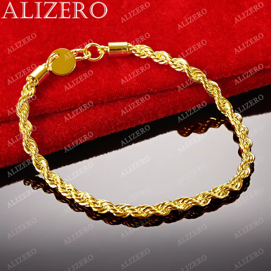 ALIZERO Armband 925 Silber, 18 Karat vergoldet, Twisting Rope, Unisex - Bild 2
