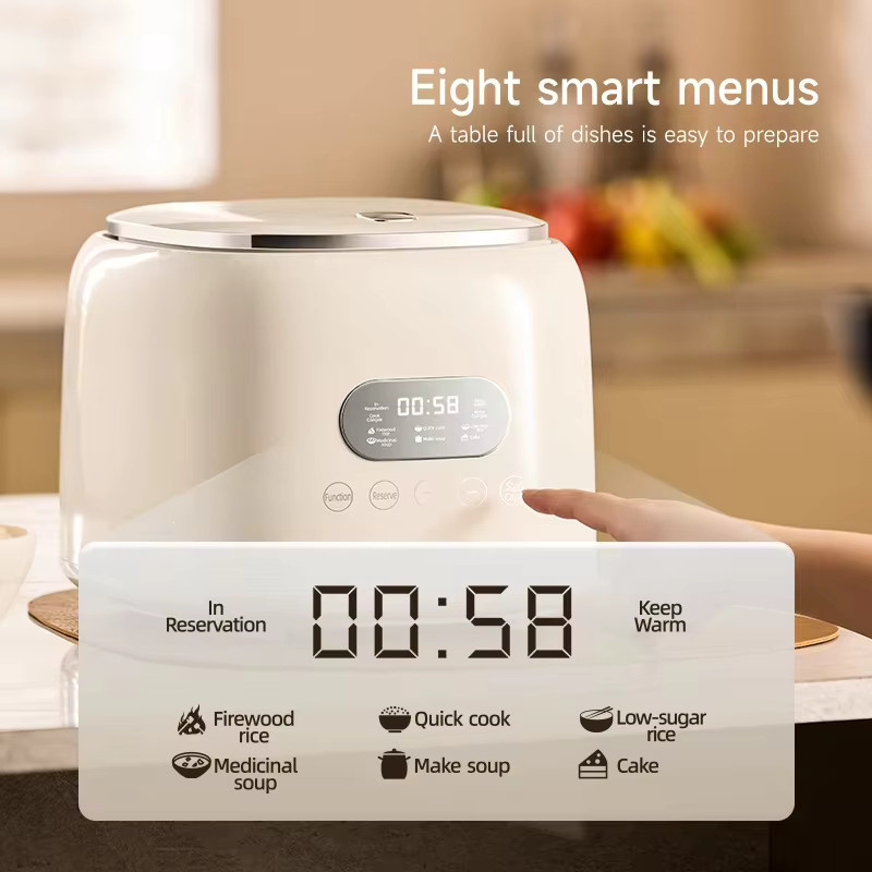Intelligenter Reiskocher mit 8 Programmen und 2,5 l Volumen, 400W Multikocher mit Timer und Speisenwärmer Funktion, Weiß - Bild 2