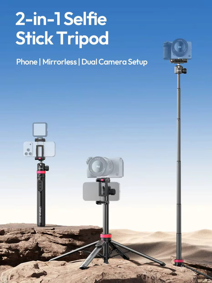 Ulanzi MT44B 2-in-1 Selfie Stick und Stativ mit Fernbedienung in Schwarz für iPhone, Android und DSLR Kameras - Bild 6